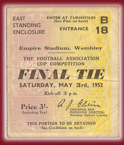 1952 FA CUP FINAL TICKET STUB